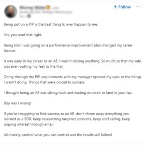 Sales rep Murray Watts shares how being put on a performance improvement plan became the best thing to happen to his career